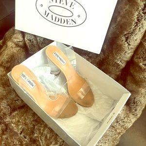 Steve Madden clearer clear chunky heel